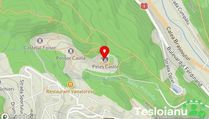 hartă a Castelul Peleș Castel, Locație istorică, Muzeu, Muzeu național, Atracție turistică în Sinaia