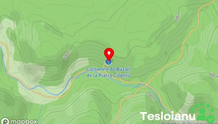 hartă a Coloanele de Bazalt de la Piatra Cioplită Atracție turistică în Comăna de Sus