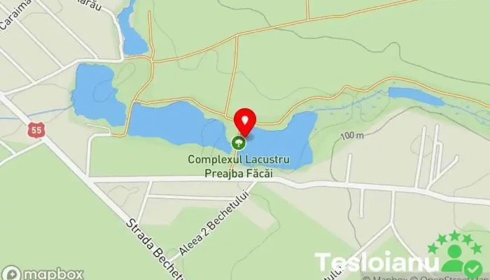 hartă a Complexul lacustru Preajba-Făcăi Rezervație naturală, Atracție turistică în Preajba