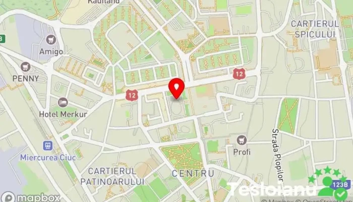 hartă a Consiliul Județean Harghita (CJHR) Sediu de consiliu local în Miercurea Ciuc
