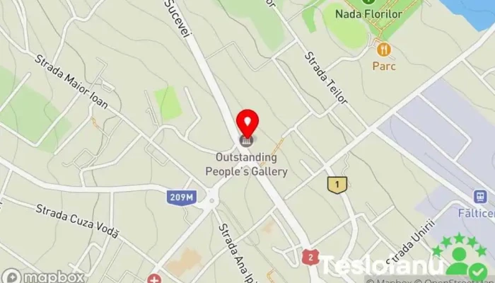 hartă a Galeria Oamenilor de Seamă din Fălticeni Reper istoric, Muzeu, Atracție turistică în Fălticeni