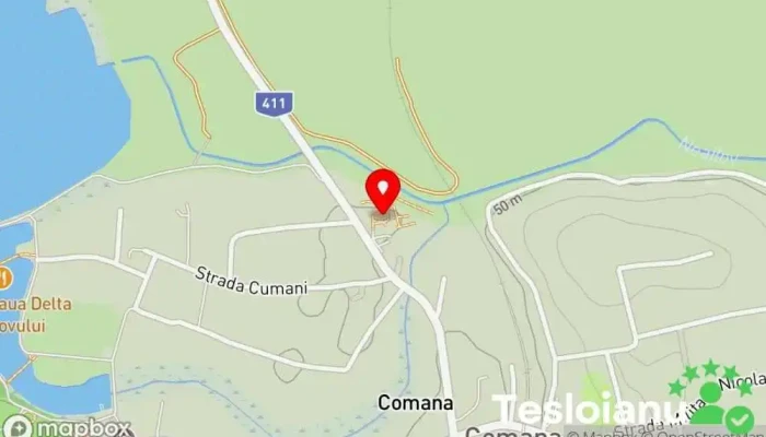 hartă a Mănăstirea Comana Mănăstire, Atracție turistică în Comana