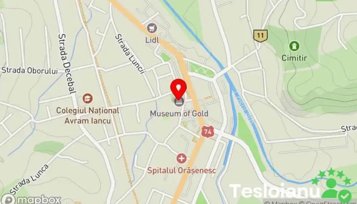 hartă a Muzeul Aurului Brad Muzeu, Muzeu de istorie naturală, Atracție turistică în Brad