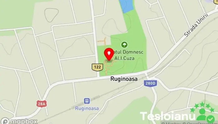 hartă a Muzeul Memorial „Alexandru Ioan Cuza” Muzeu de istorie, Atracție turistică în Ruginoasa
