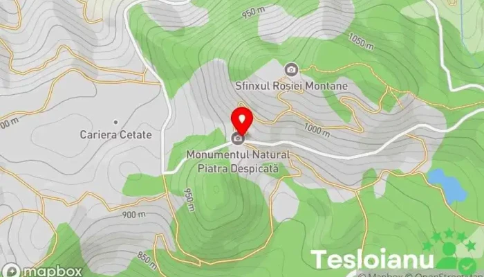 hartă a Piatra Despicată Atracție turistică în DJ742