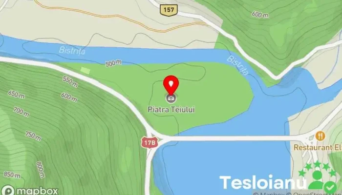 hartă a Piatra Teiului (Piatra Dracului) Rezervație naturală, Atracție turistică în Poiana Teiului