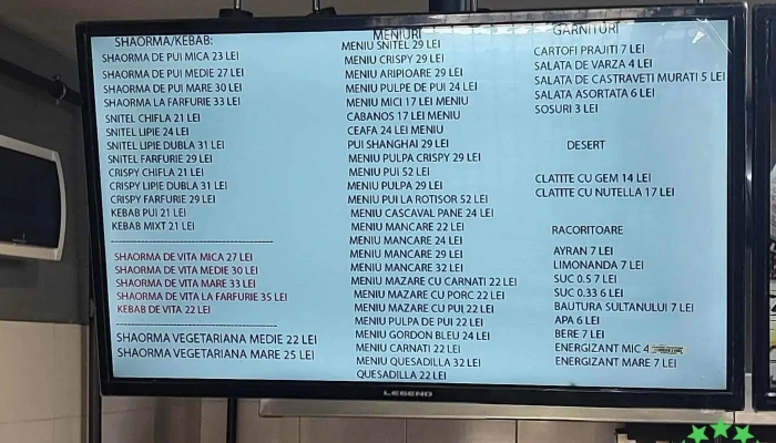Shaormeria Domneasca Meniu - Domnești