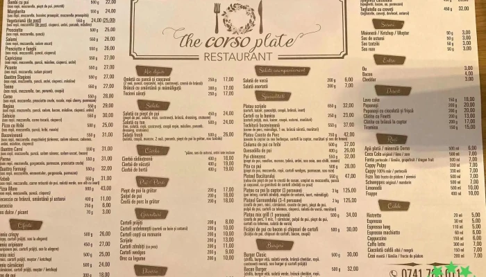 The Corso Plate -  Meniu - Mitocu Dragomirnei